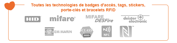 Todas las tecnologías para tarjetas de acceso, etiquetas, adhesivos, llaveros y pulseras RFID