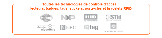 Todas las tecnologías de control de acceso: lectores, credenciales, etiquetas, pegatinas, llaveros y pulseras RFID