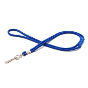 Cordón para collar con tubo azul y mosquetón metálico